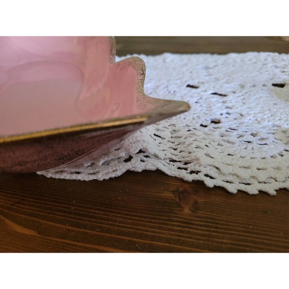 Vintage Gilner USA Pottery Pink and gold console bowl And Candle Holders - Picture 8 of 9